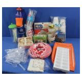 Plastic Cups & Forks, Ice Cube Tray, NIB S&P