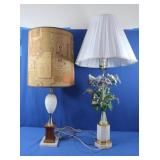 2 Table Lamps 33" & 37" (both work, 1 needs bulb)