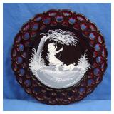 Vintage Handpainted Westmoreland Glass Plate-1981