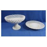 Vintage Fenton Milk Glass Lattice Plate &