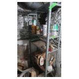 Metal Shelf, 35x12x70" & Contents, cans of paint