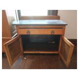 Vintage Wooden Storage Cabinet w/Stone Top
