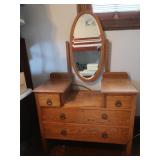 Vintage Wooden Dresser w/Mirror