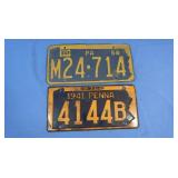1941&1958 Vintage PA License Plates