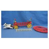 Vintage Cast Iron Horse Drawn Fire Wagon&Trivet