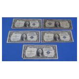 5-$1 Silver Certificates 1-1928C,3-1935a,1-1935C