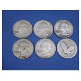 6 Silver Quarters-90% Silver