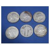 6 Silver Quarters-90% Silver