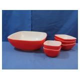 Pryex Red Ovenware Square Mixing Bowl(A-2) 2.5qt,