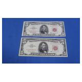 2 1963 Red Seal $5 Bills