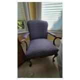 Solid Back Blue Wooden Accent Armchair-detailed