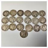 19 Silver Dimes-90% Silver