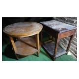 2 End Tables, Wooden, Both Rough Shape, Circular