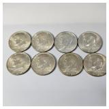 8 Silver Kennedy Half Dollars-40% Silver