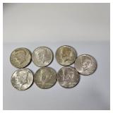 7 Silver Kennedy Half Dollars-40% Silver