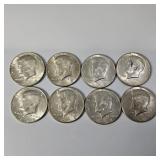 8 Silver Kennedy Half Dollars-40% Silver