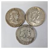 Silver Half Dollars-1948,1957,1958 90% Silver