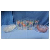 Depression Glass Bowl,Juice Glasses&more