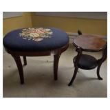 Embroidered Foot Stool&Small Shelf/Stand