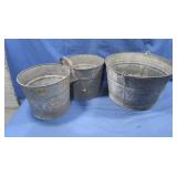 Vintage Metal Tub 15" & Vintage Metal Buckets,