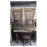 Wood Table(w/drawer) 40x26.75x29.5"H & 5 Wooden