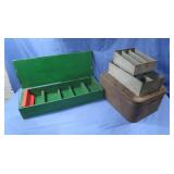 Wooden Cupboard, Metal Box & 2 Metal Divided