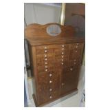 Antique Dental Cabinet 35x12x54", Mahogany Wood,