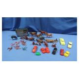 Vintage Lot-Metal Animal Figures, Plastic Cars,