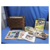 Basket w/books and booklets, Phone book & More