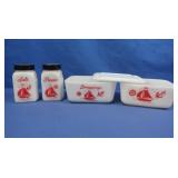 Vintage McKee Milk Glass Sailboat S&P Shakerrs,