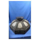 Antique Slag Glass Octagonal Art Nouveau Lamp