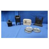 Vintage Cast Iron Coin Banks, Metal Coasters,