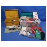 Sewing Notions-Box,Thread,Fabric Scraps&more