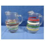 2 Anchor Hocking Fiesta Striped Pitchers