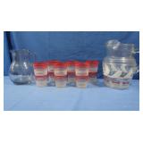 Vintage Libbey Red & White Striped Drinking
