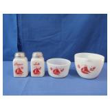Vintage McKee Milk Glass Saliboat S&P