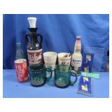 Vintage Coke bottle & Can, Whiskey Decanter,