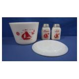 Vintage McKee Milk Glass Sailboat S&P Shakers,