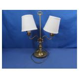 Metal Dbl Light Lamp w/Nice New Shades