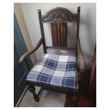 Vintage Wooden Arm Chair w/Cushion Seat -Seat