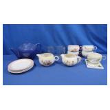 Ceramic tea pot, cups, saucers & more
