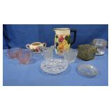 Ceramic Pitcher, Glass Creamers, Sugar Bowl &