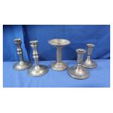 5 Pewter Candlestick Holders
