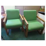 2 MCM Solid Wood Frame Green "Cube" Lounge