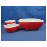 Pyrex Red Ovenware Square Bowls(B-58)