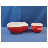 Pyrex Red Ovenware Square Bowls(B-36)