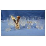 Small Glass drinking cups, Condiment utensils and