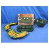 Relish Tray, Chip-N-Dip Tray, Ceramic Bowl and