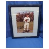 Framed Autographed Tommy Henrich Picture in Glass