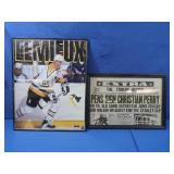 Large Mario Lemieux Glass Framed Poster Newspaper